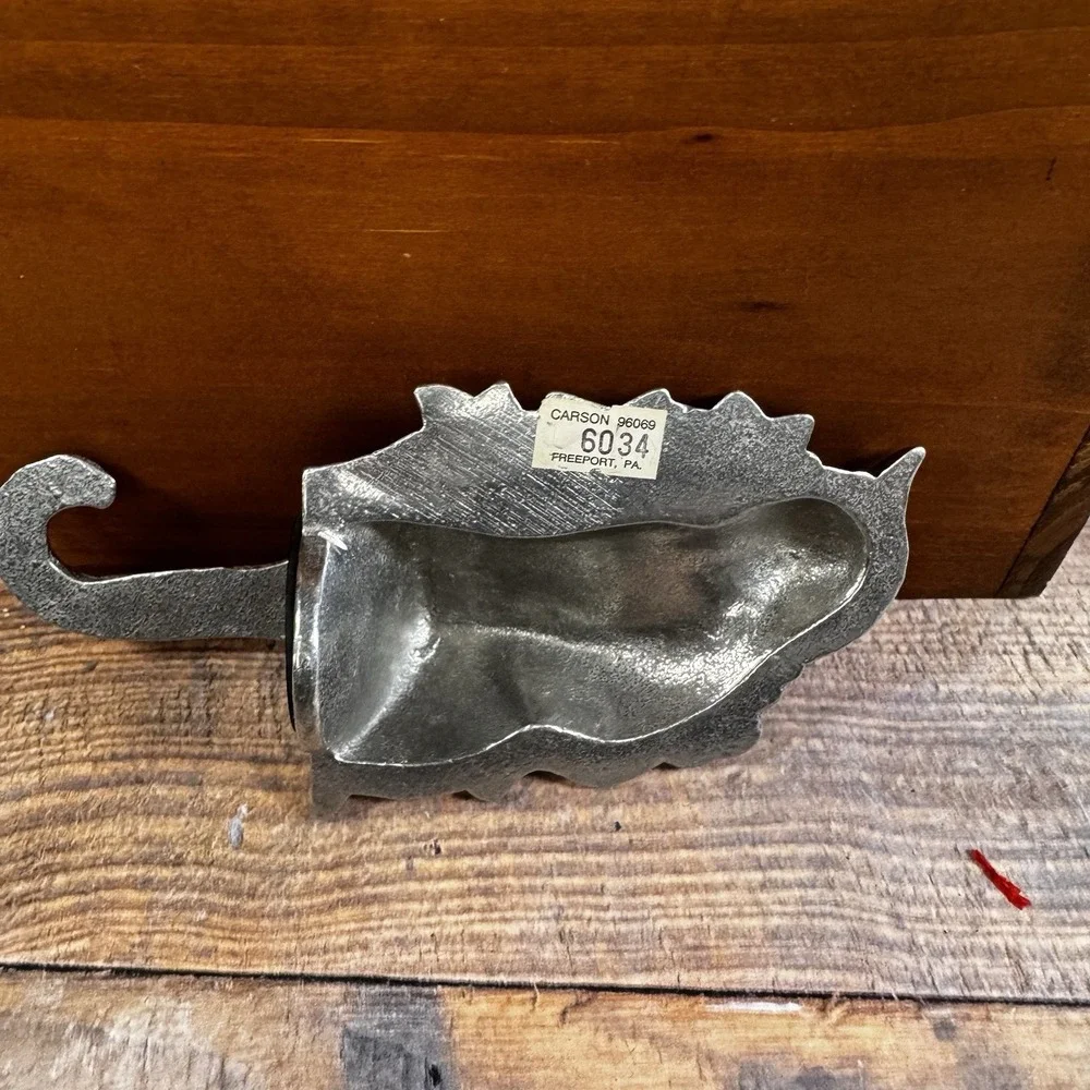 4‎ Vtg Carson Pewter Christmas Stocking Hanger Hooks Shelf Sitters Cat Elf Santa